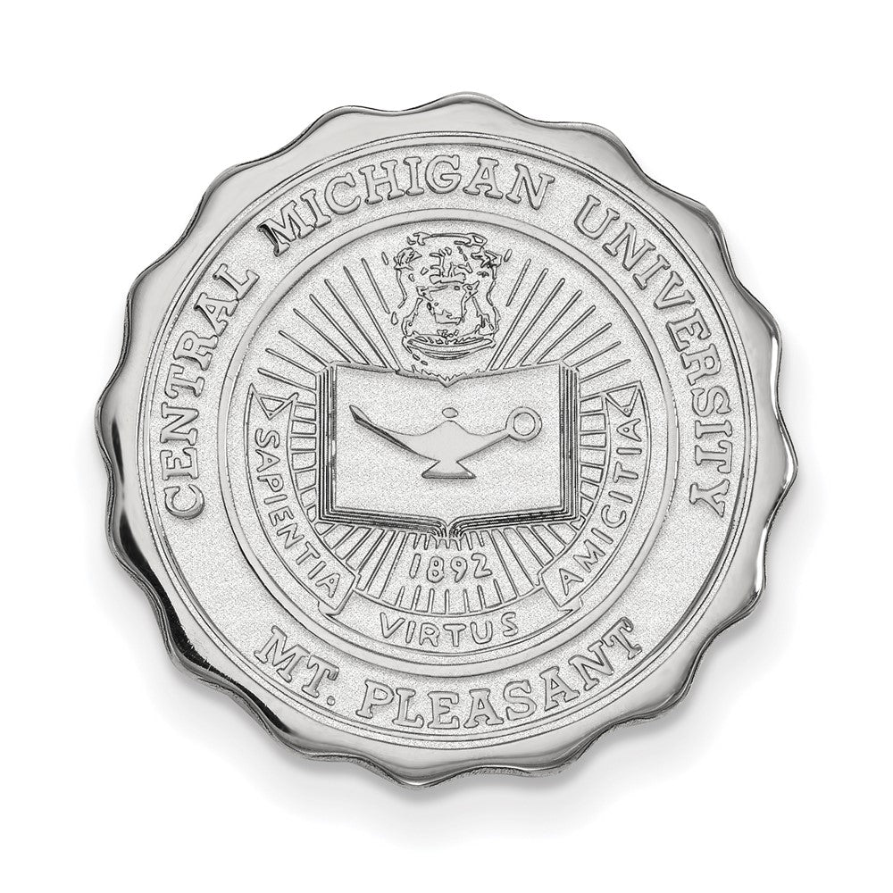 Sterling Silver Rhodium-plated Central Michigan U. Crest Lapel Pin