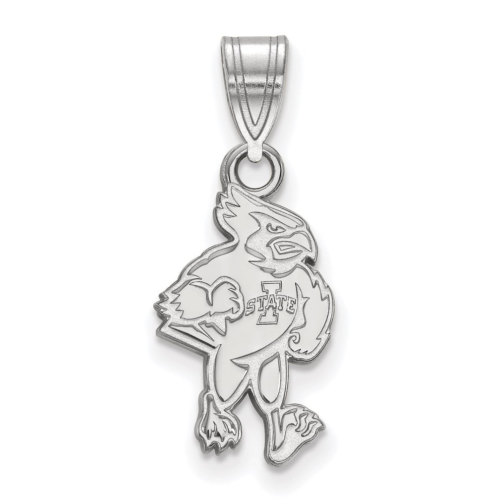 Sterling Silver Rhodium-plated Iowa State University Medium Pendant
