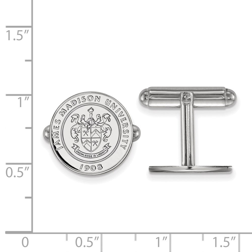 Sterling Silver Rhodium-plated James Madison University Crest Cuff Links