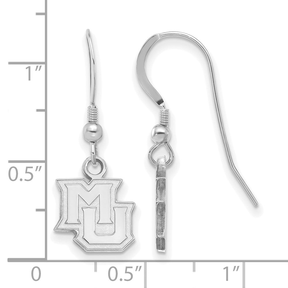 Sterling Silver Rhodium-plated Marquette University XS Dangle Earrings