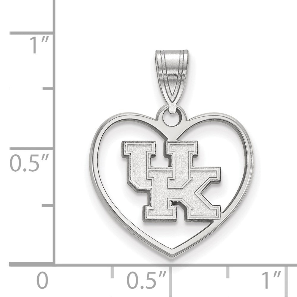 Sterling Silver Rhodium-plated University of Kentucky Heart Pendant