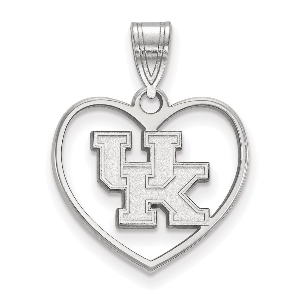 Sterling Silver Rhodium-plated University of Kentucky Heart Pendant