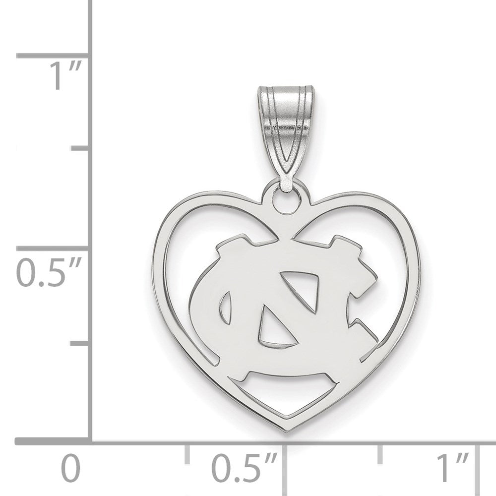 Sterling Silver Rhodium-plated Univ. of North Carolina Heart Pendant