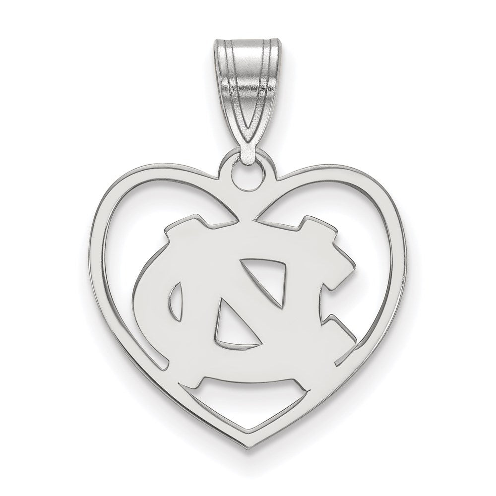 Sterling Silver Rhodium-plated Univ. of North Carolina Heart Pendant