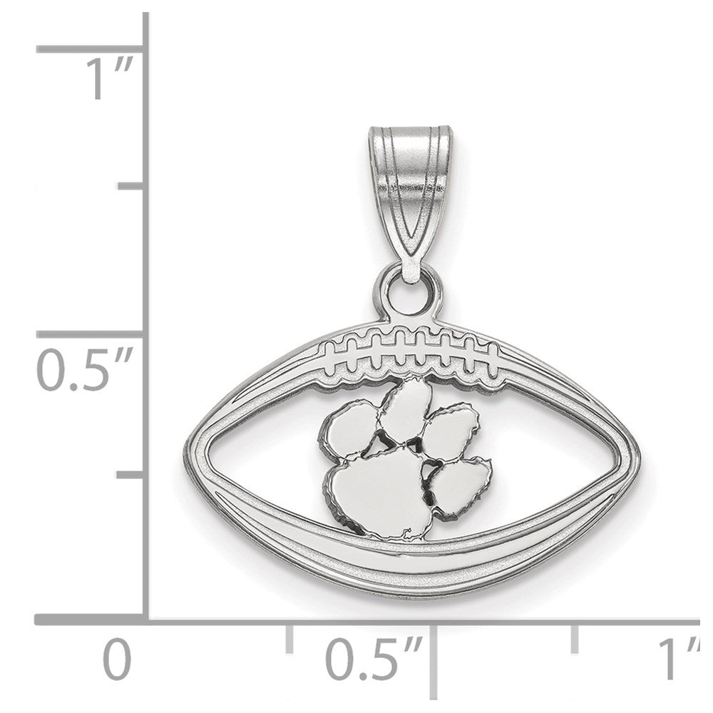 Sterling Silver Rhodium-plated Clemson University Football Pendant