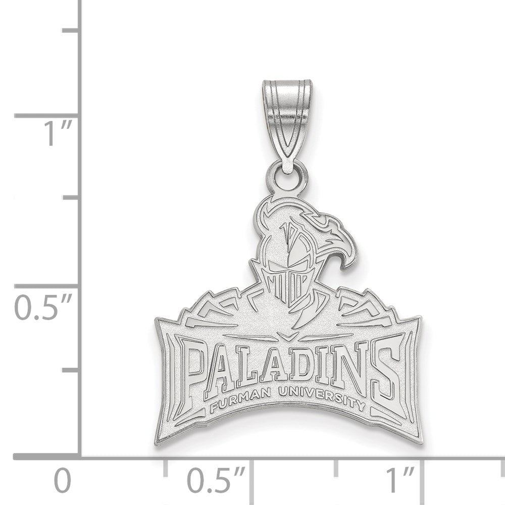 Sterling Silver Rhodium-plated Furman University Large Pendant