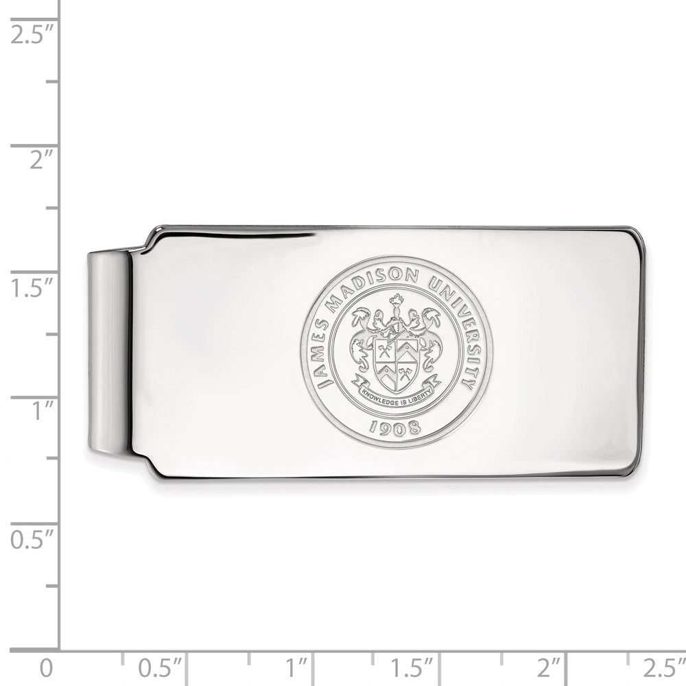 Sterling Silver Rhodium-plated James Madison Univ. Crest Money Clip
