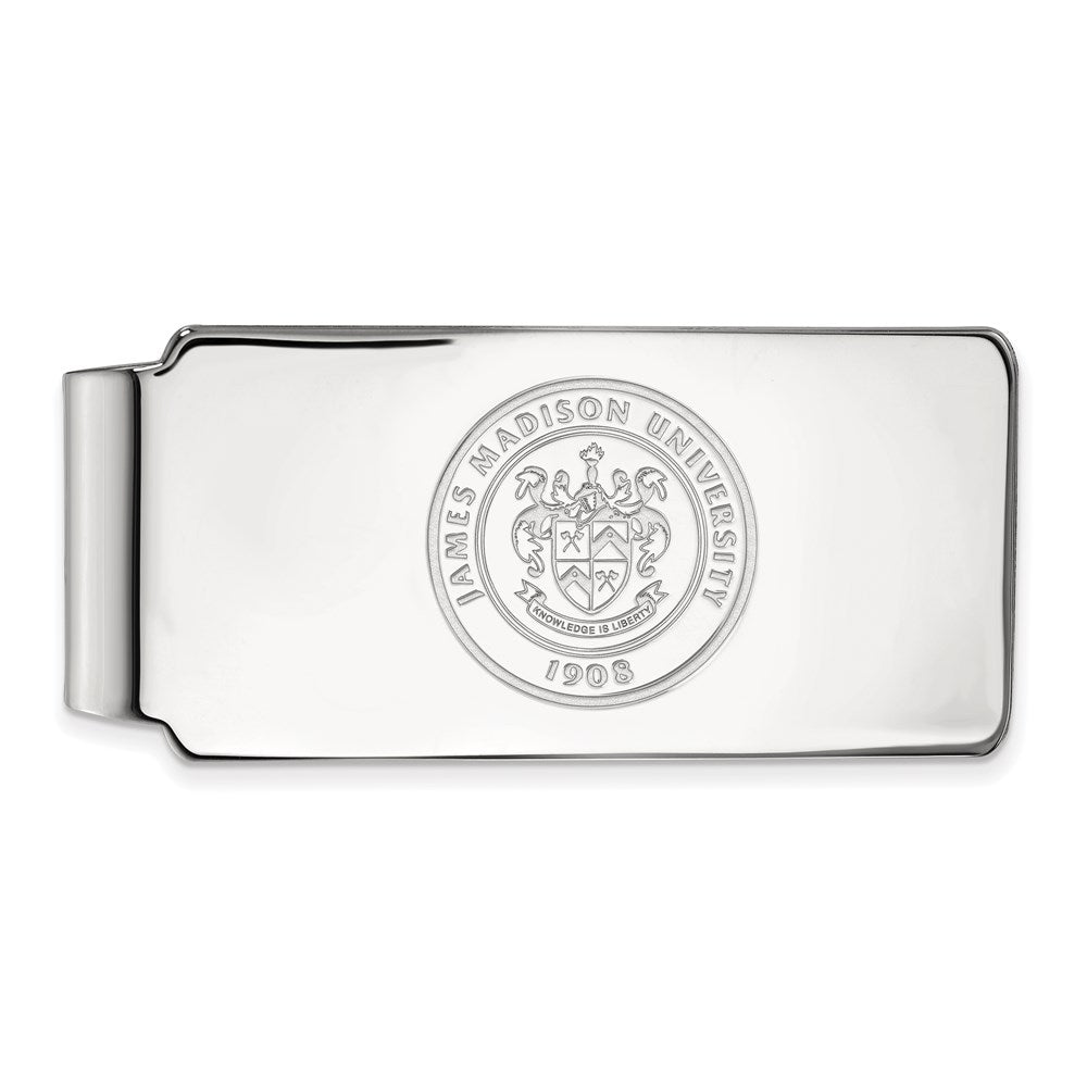 Sterling Silver Rhodium-plated James Madison Univ. Crest Money Clip