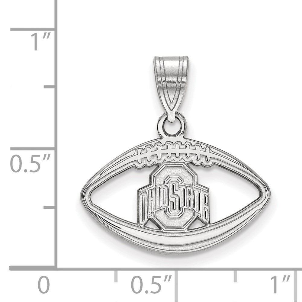 Sterling Silver Rhodium-plated Ohio State University Football Pendant