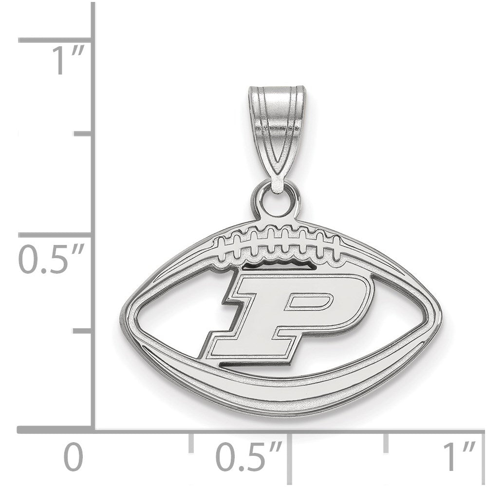Sterling Silver Rhodium-plated Purdue Univ. Football Pendant