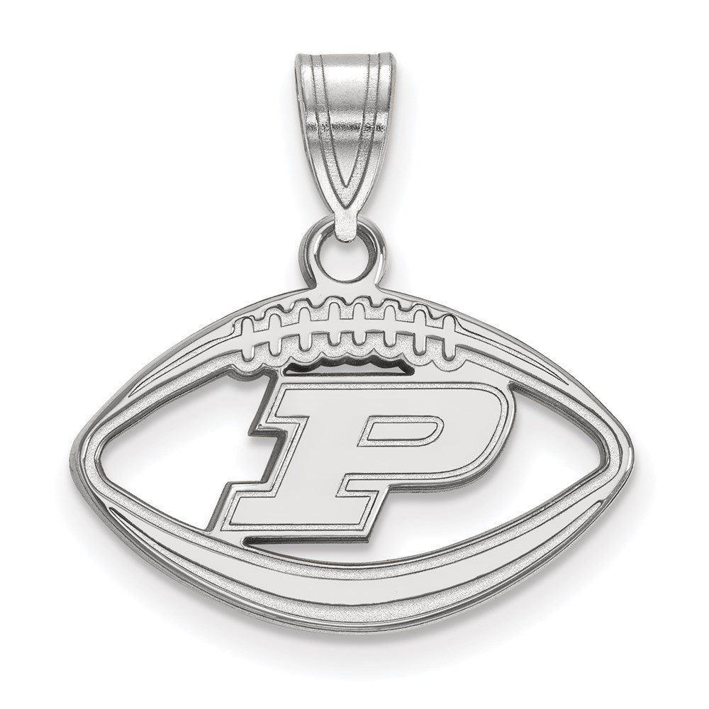 Sterling Silver Rhodium-plated Purdue Univ. Football Pendant