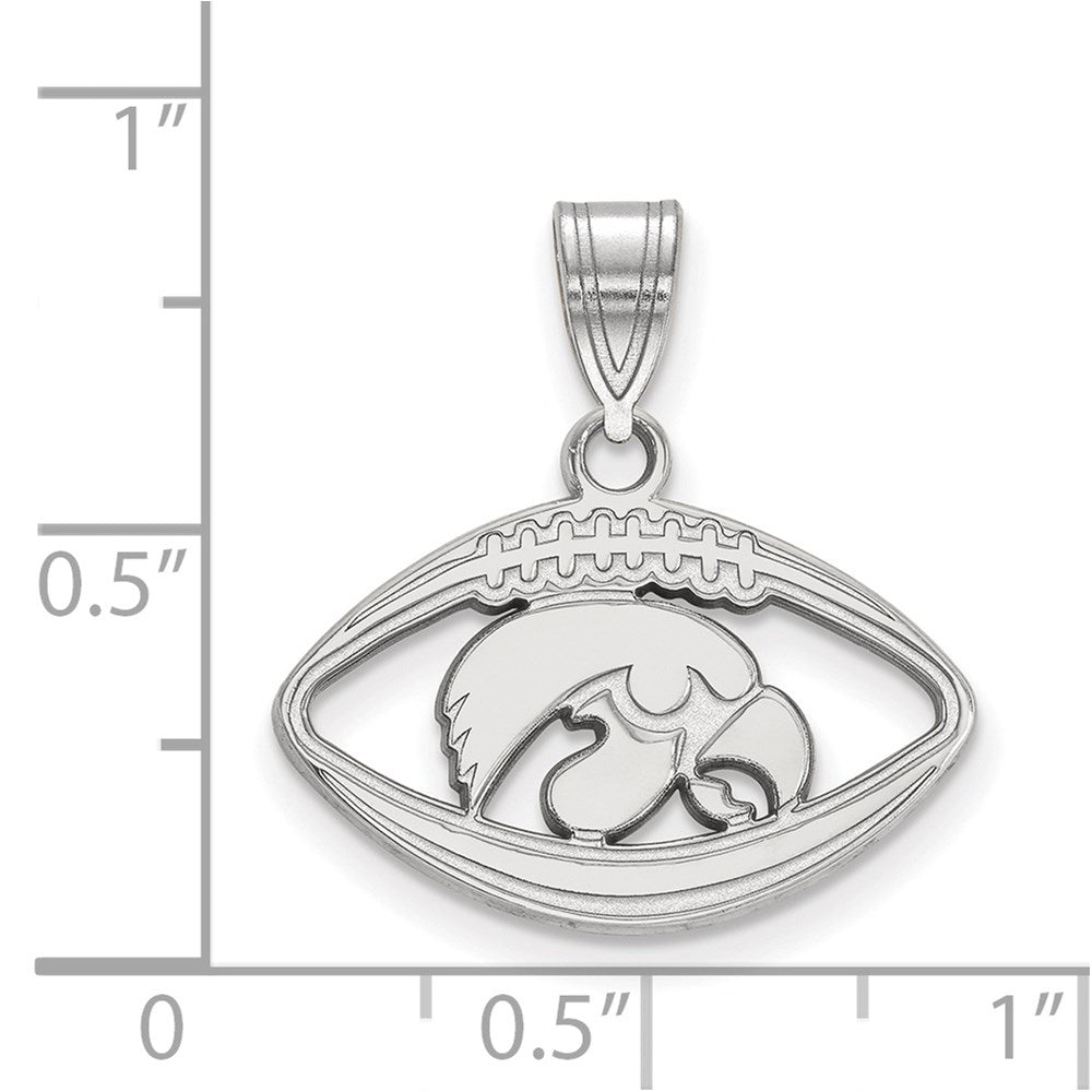 Sterling Silver Rhodium-plated University of Iowa Football Pendant