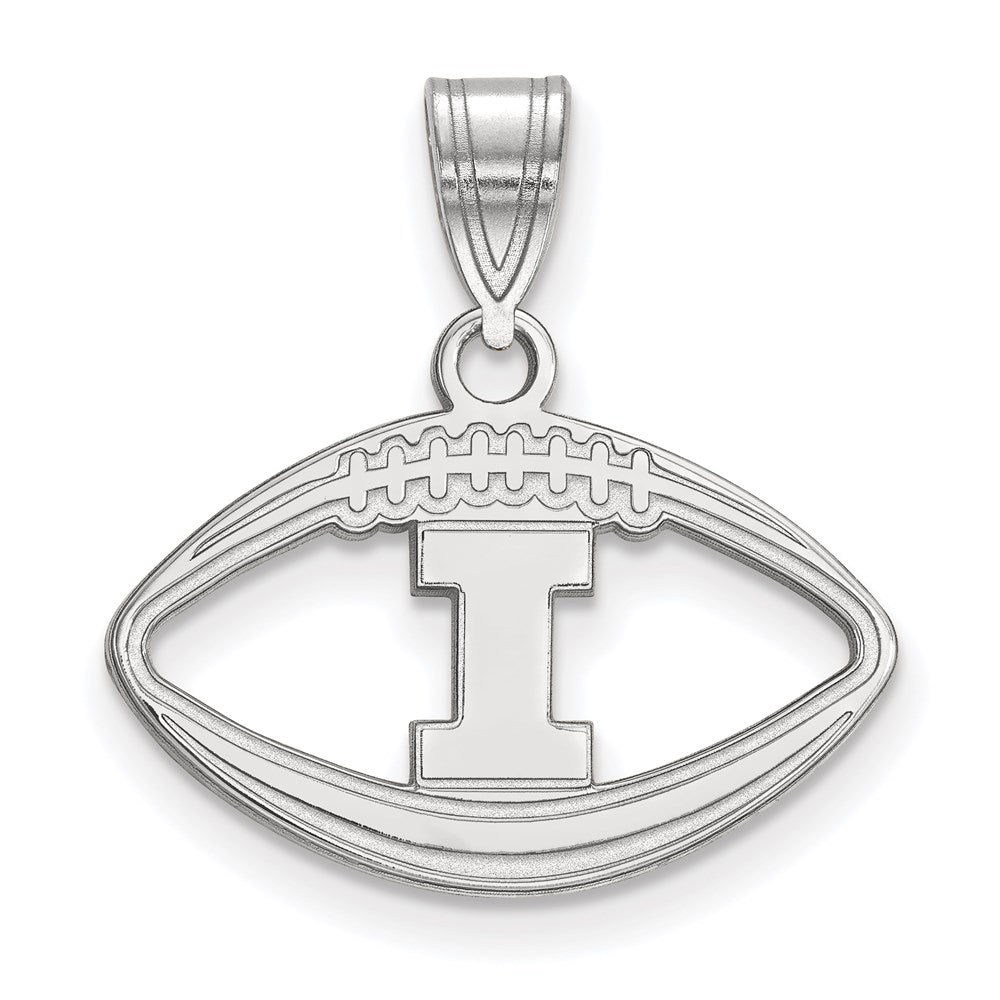 Sterling Silver Rhodium-plated University of Illinois Football Pendant