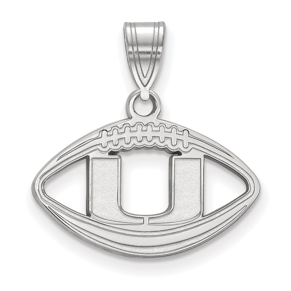Sterling Silver Rhodium-plated University of Miami Football Pendant
