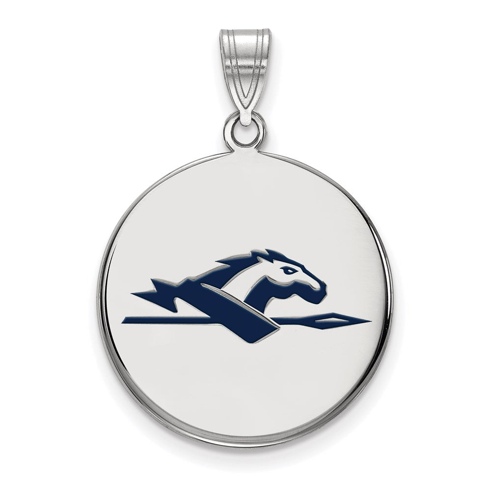 Sterling Silver Rhodium-plated Longwood University Large Enamel Pendant