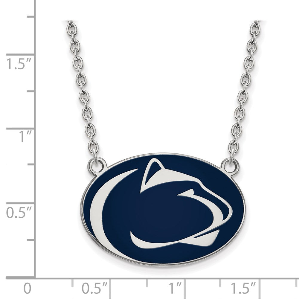 Sterling Silver Rhodium-plated Penn State U. Large Enamel Necklace
