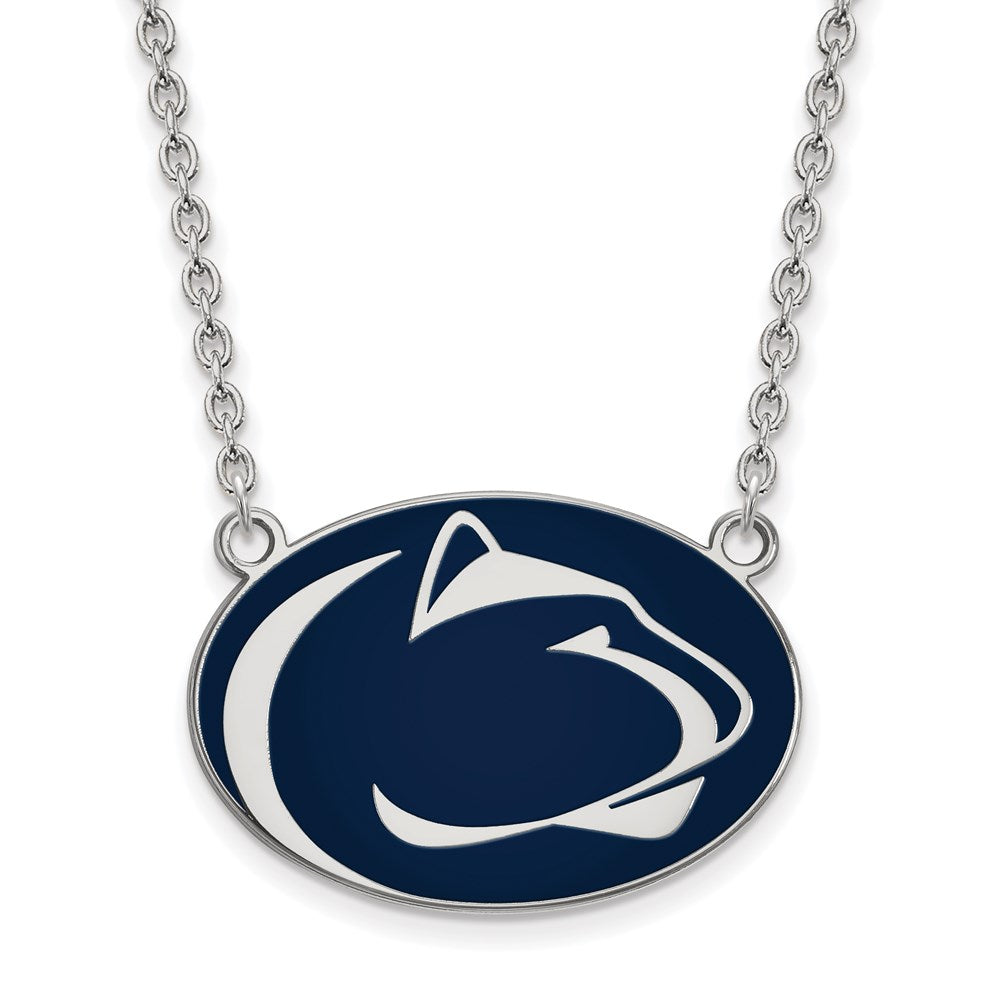 Sterling Silver Rhodium-plated Penn State U. Large Enamel Necklace