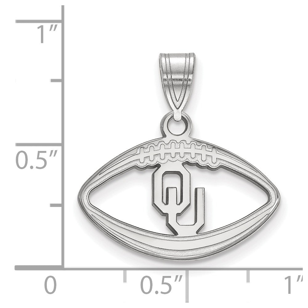 Sterling Silver Rhodium-plated University of Oklahoma Football Pendant