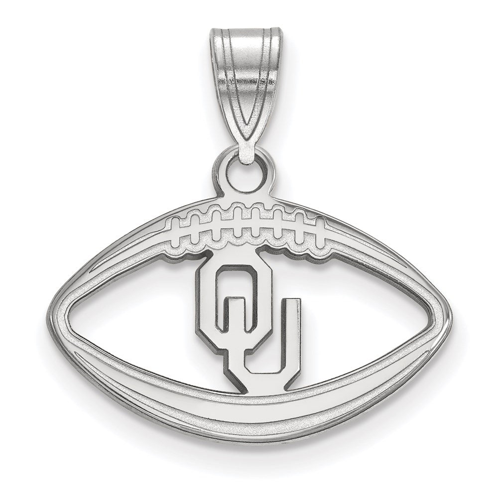 Sterling Silver Rhodium-plated University of Oklahoma Football Pendant