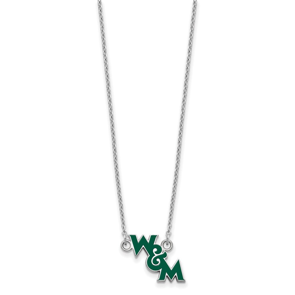 Sterling Silver Rhodium-plated William and Mary Small Enamel Necklace
