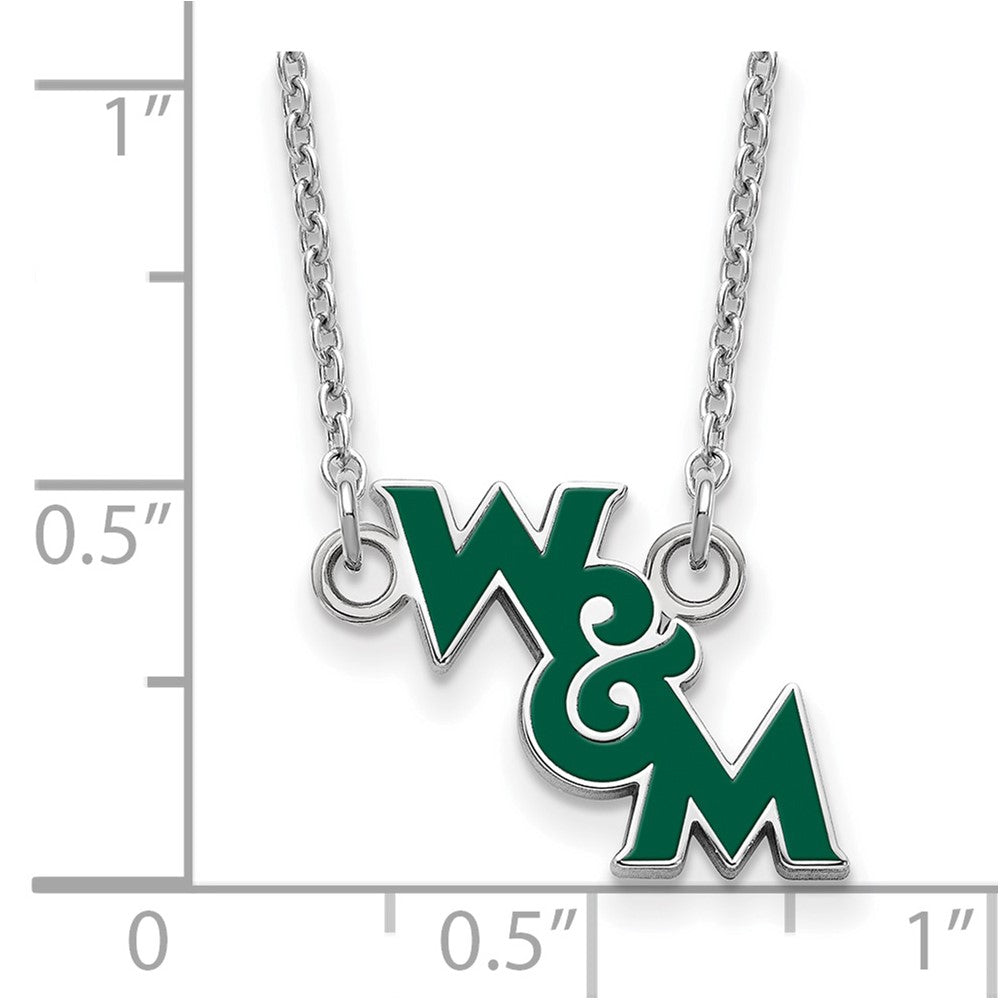 Sterling Silver Rhodium-plated William and Mary Small Enamel Necklace