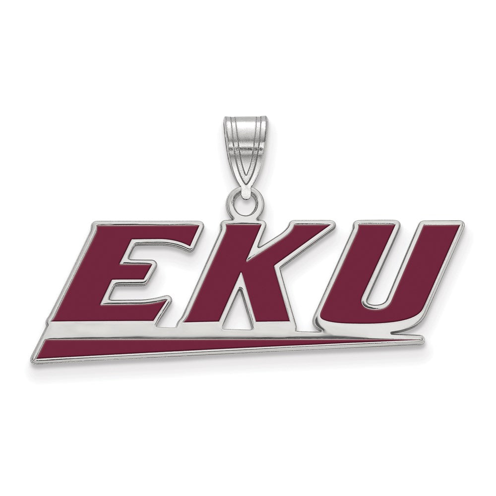 Sterling Silver Rhodium-plated Eastern Kentucky U. Large Enamel Pendant