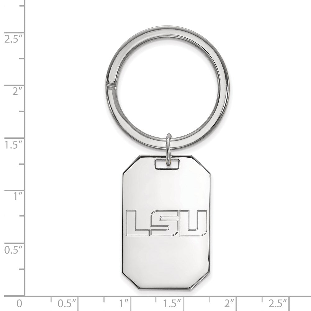 Sterling Silver Rhodium-plated Louisiana State University Key Ring