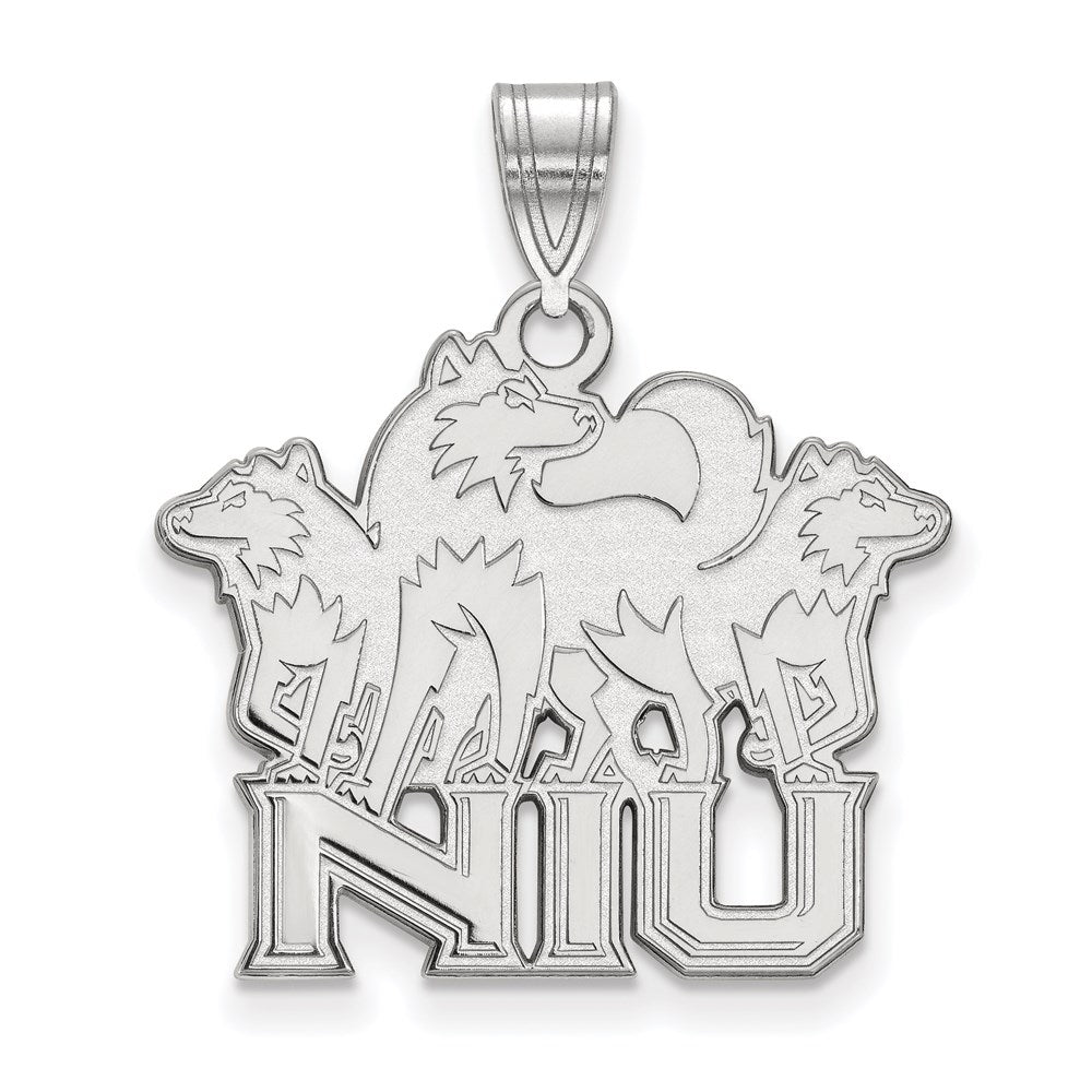 Sterling Silver Rhodium-plated Northern Illinois University Large Pendant