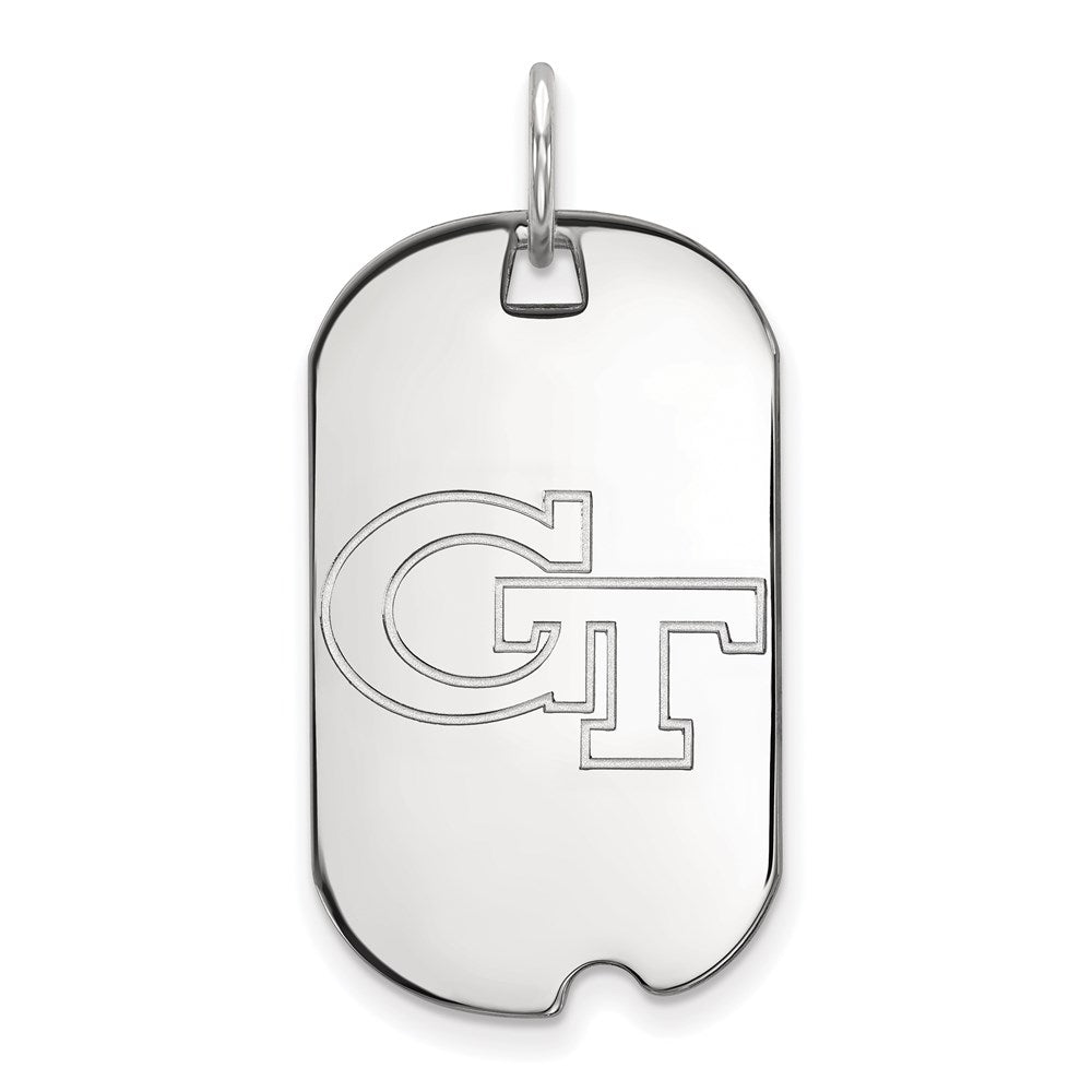 Sterling Silver Rhodium-plated Georgia Tech Small Dog Tag
