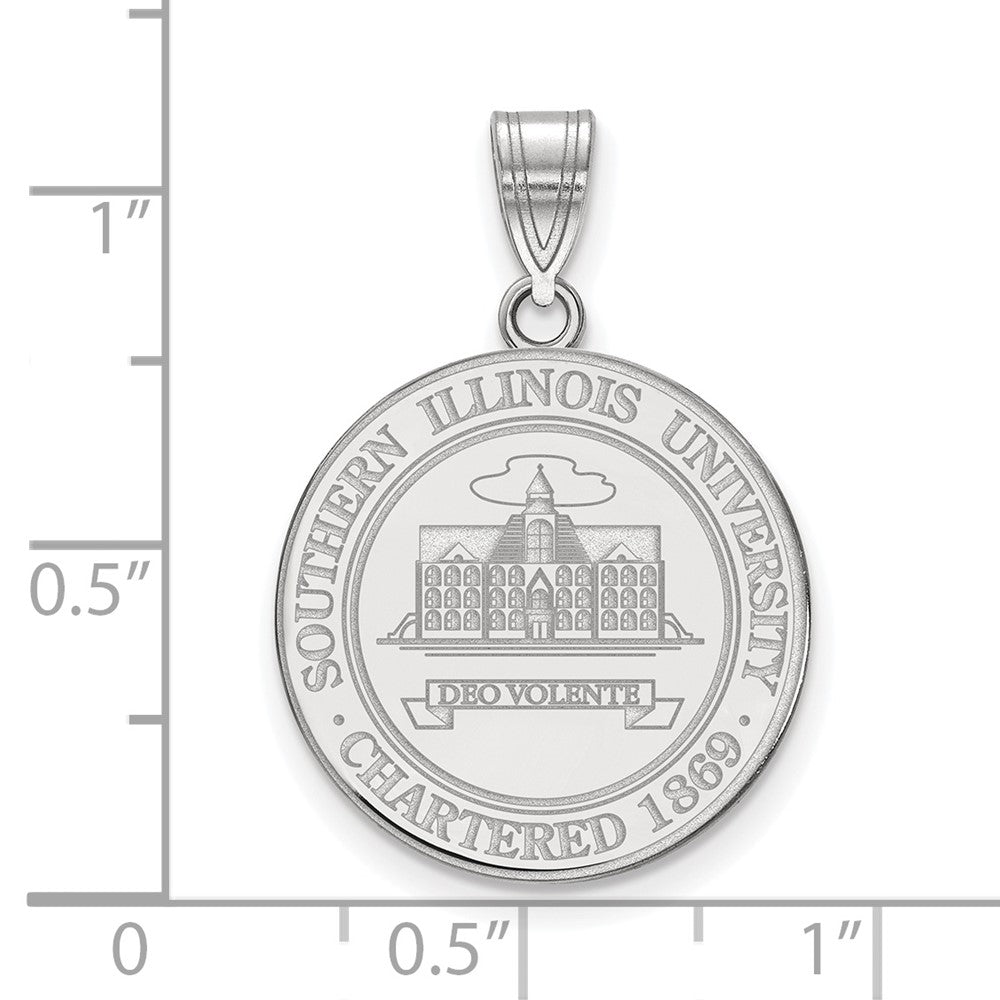 Sterling Silver Rhodium-plated Southern Illinois U. Large Crest Pendant