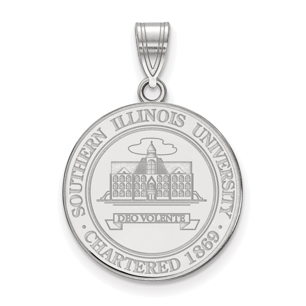 Sterling Silver Rhodium-plated Southern Illinois U. Large Crest Pendant