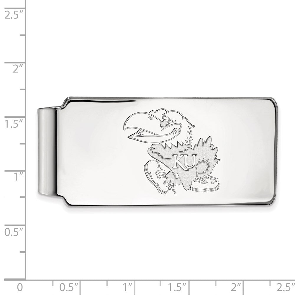 Sterling Silver Rhodium-plated University of Kansas Money Clip