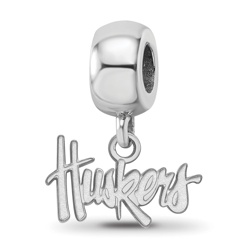 Sterling Silver Rhodium-plated University of Nebraska XS Dangle Bead