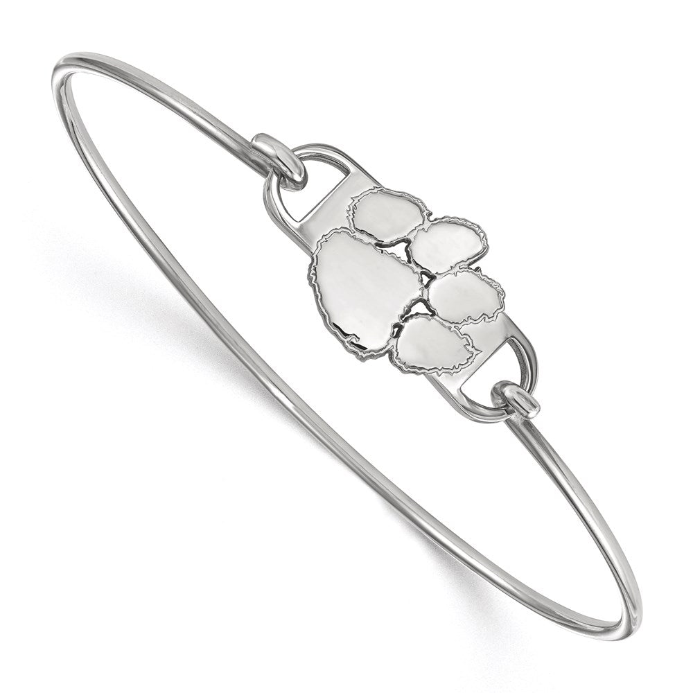 Sterling Silver Rhodium-plated Clemson University Wire Bangle