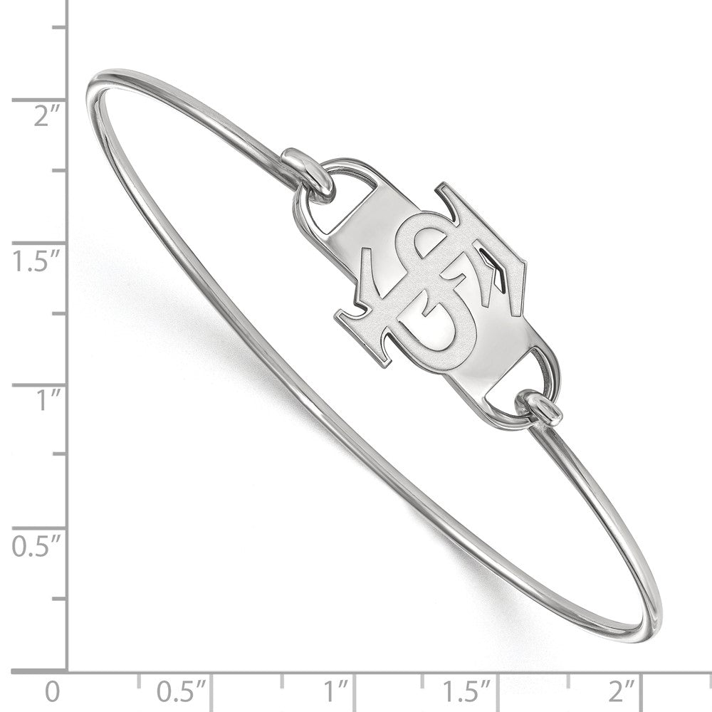 Sterling Silver Rhodium-plated Florida State U. Small Center Wire Bangle