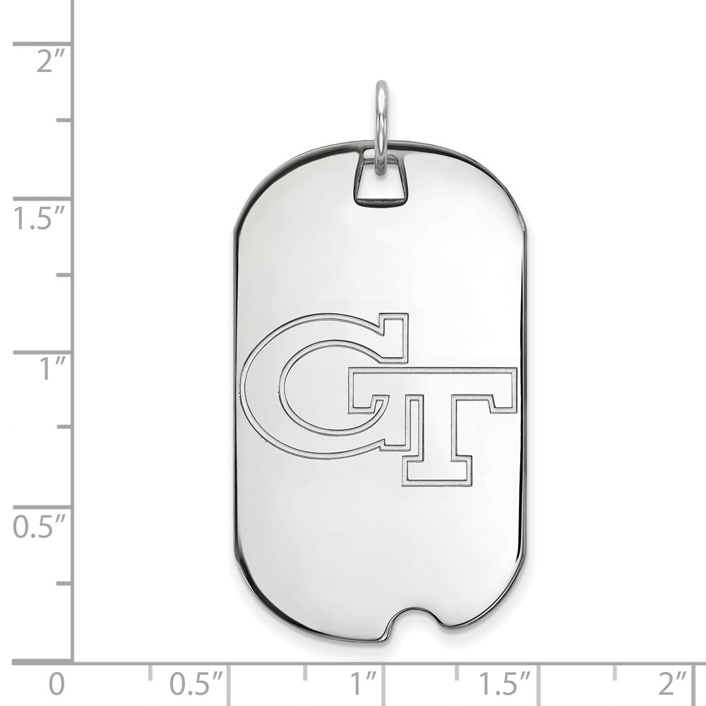 Sterling Silver Rhodium-plated Georgia Tech Large Dog Tag