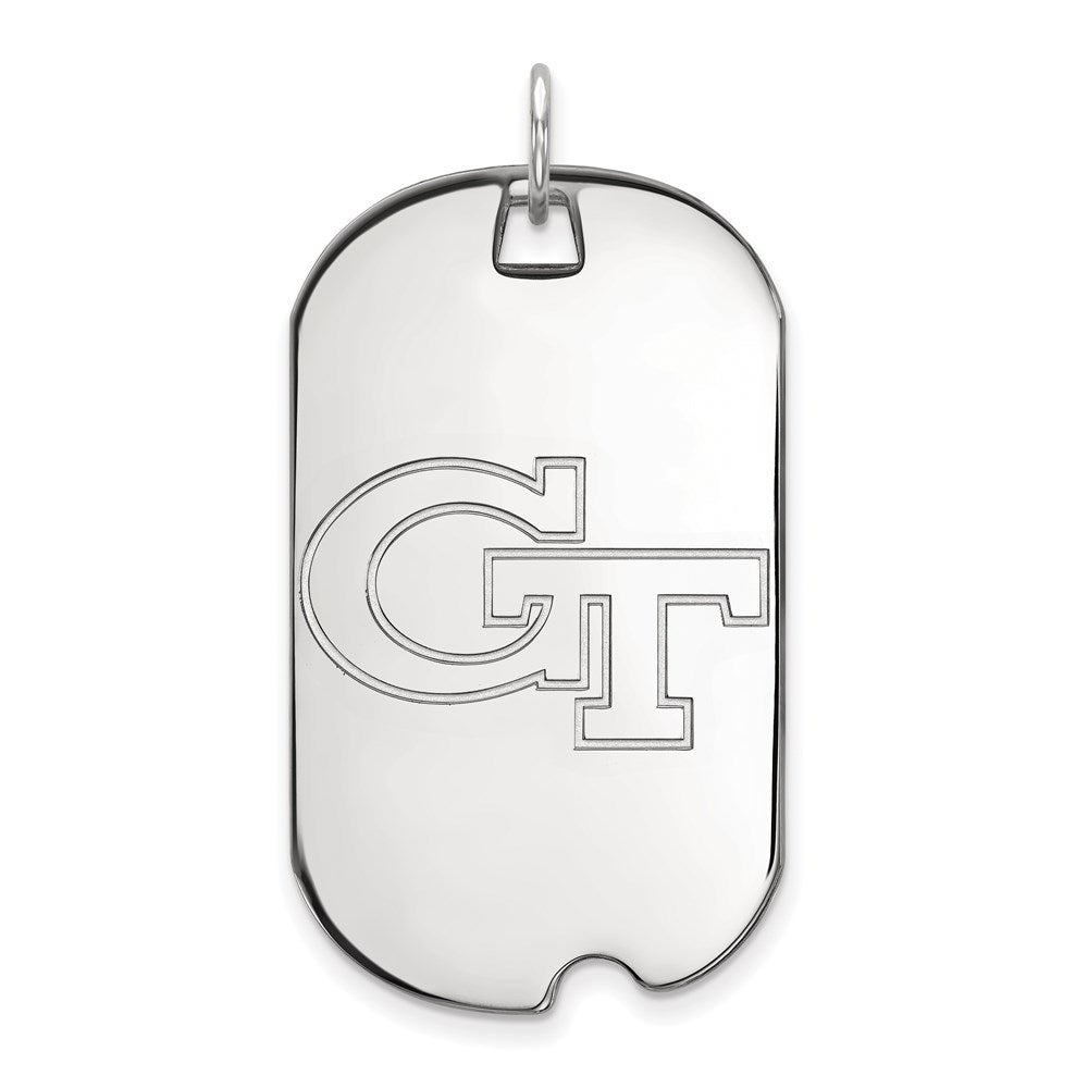 Sterling Silver Rhodium-plated Georgia Tech Large Dog Tag