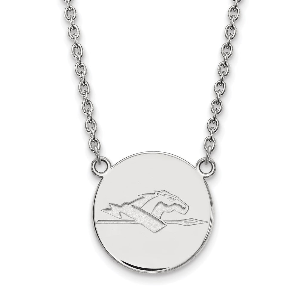 Sterling Silver Rhodium-plated Longwood U. Large Disc Pendant Necklace