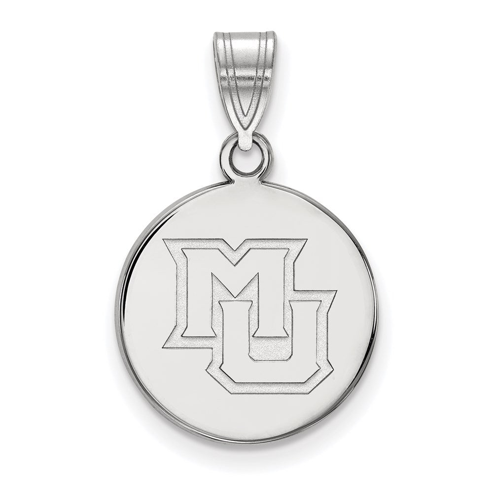Sterling Silver Rhodium-plated Marquette University Medium Disc Pendant