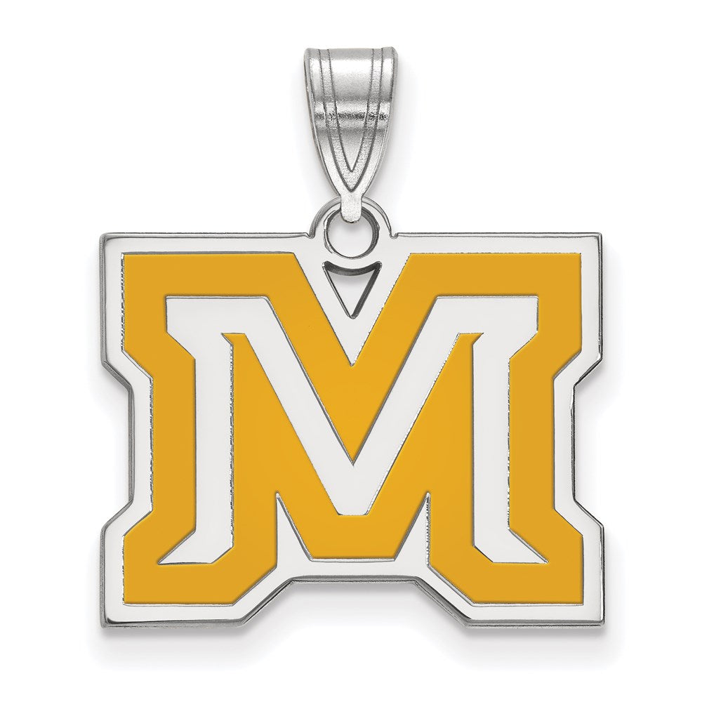 Sterling Silver Rhodium-plated Montana State U. Medium Enamel Pendant