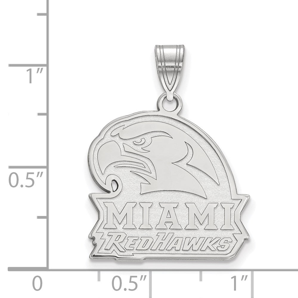 Sterling Silver Rhodium-plated Miami University Large Pendant