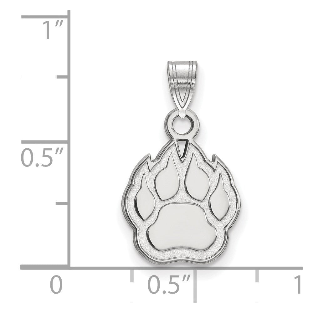 Sterling Silver Rhodium-plated Northern Illinois U. Paw Small Pendant