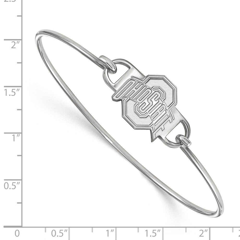 Sterling Silver Rhodium-plated Ohio State University Wire Bangle