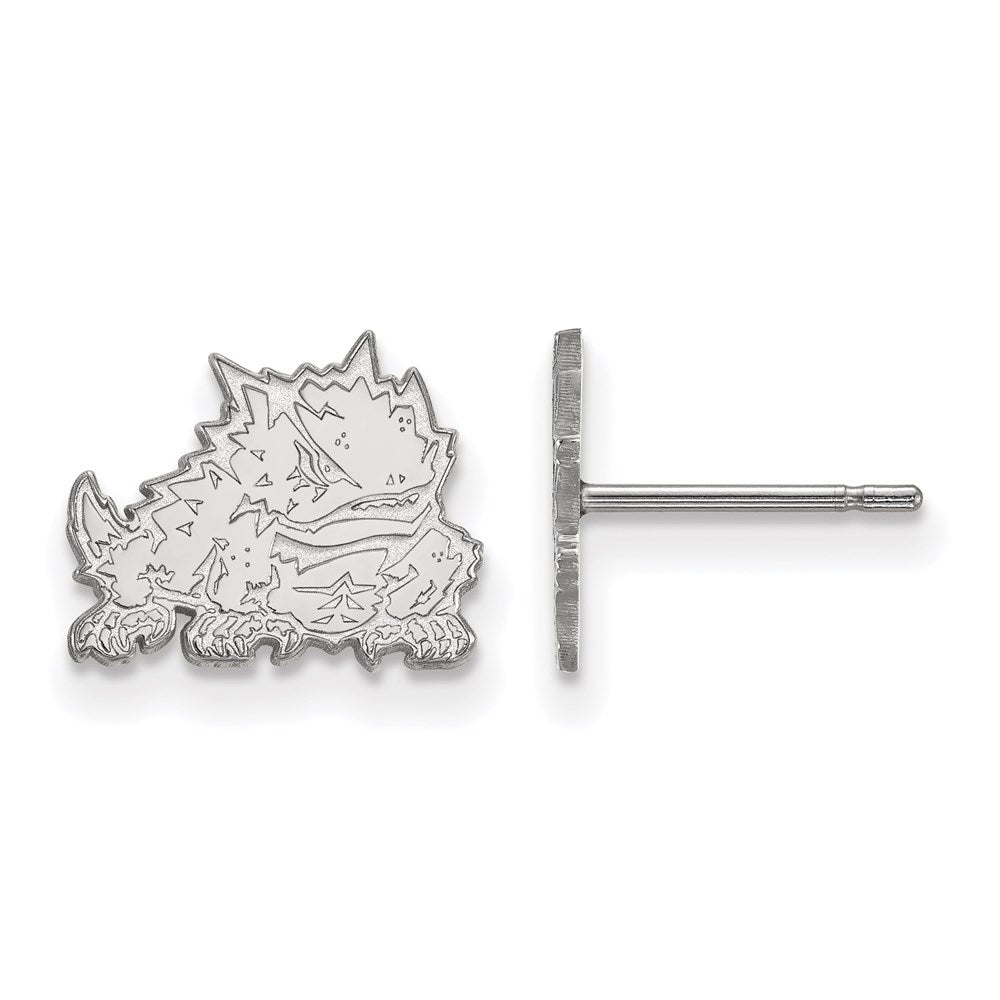 Sterling Silver Rhodium-plated Texas Christian Univ. XS Post Earrings