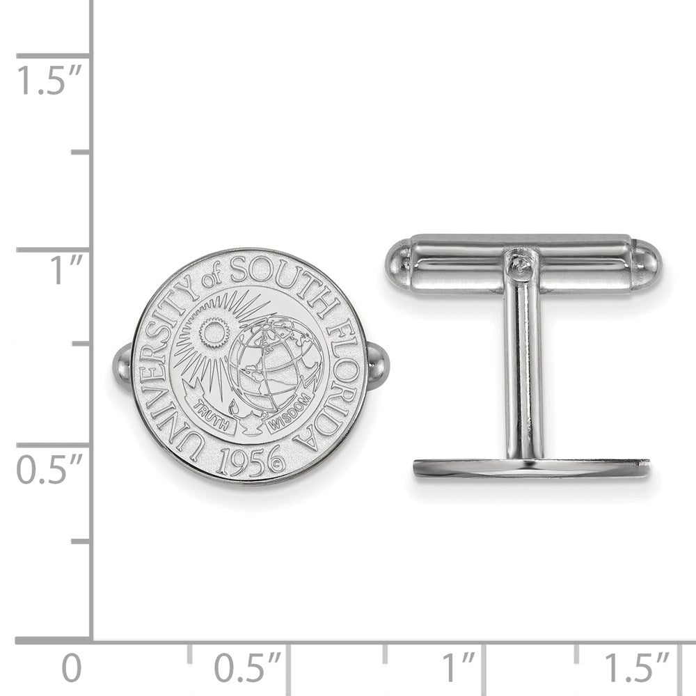Sterling Silver Rhodium-plated Univ. of South Florida Crest Cuff Links