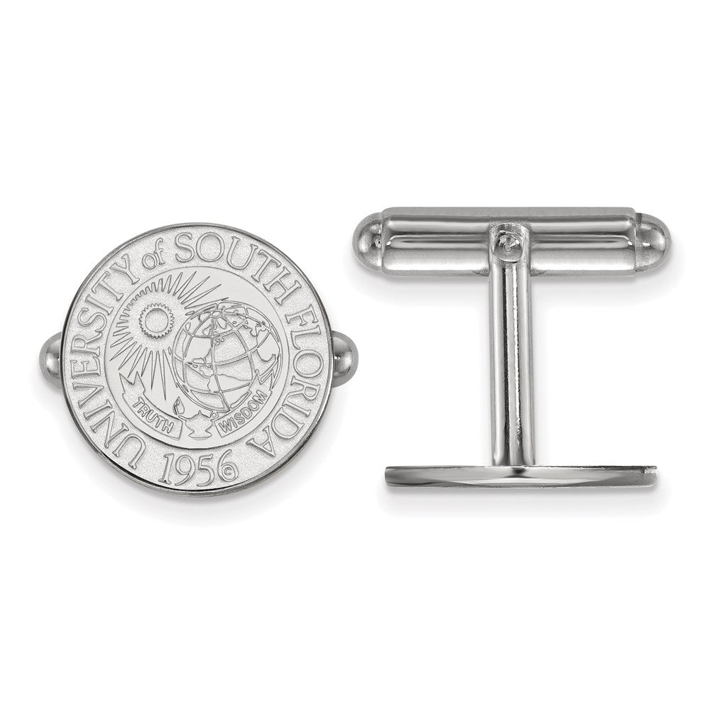 Sterling Silver Rhodium-plated Univ. of South Florida Crest Cuff Links