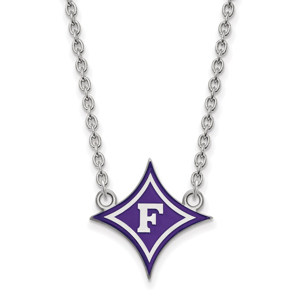 Sterling Silver Rhodium-plated Furman U. Large Enamel Pendant Necklace