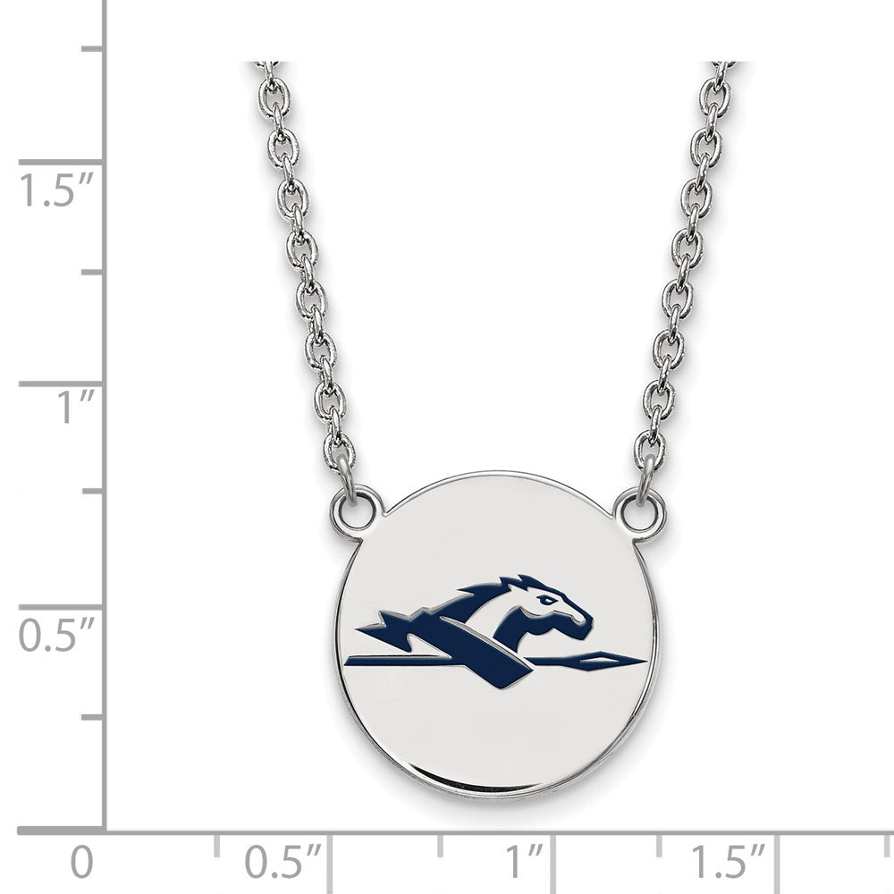 Sterling Silver Rhodium-plated Longwood Univ. Large Enamel Disc Necklace