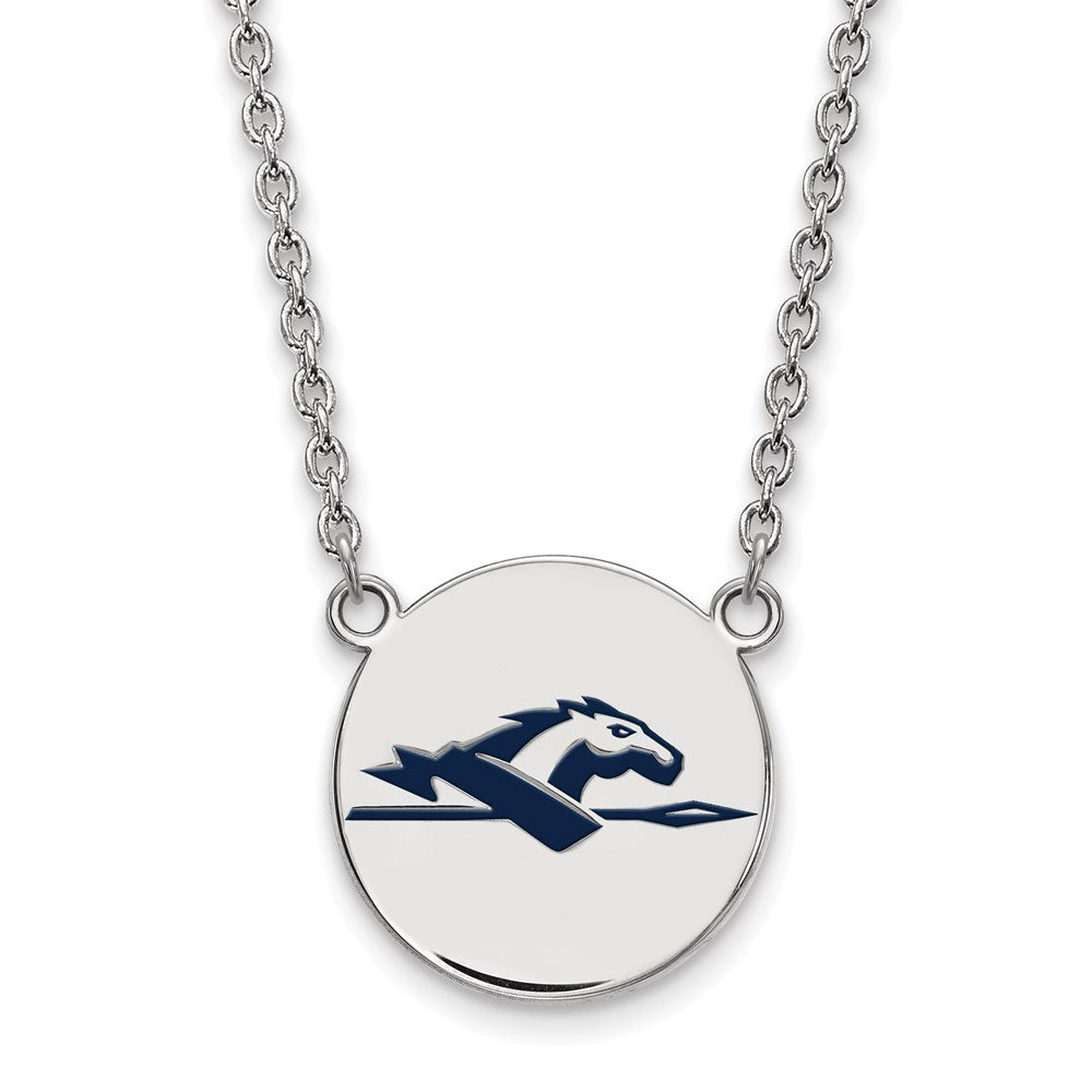 Sterling Silver Rhodium-plated Longwood Univ. Large Enamel Disc Necklace