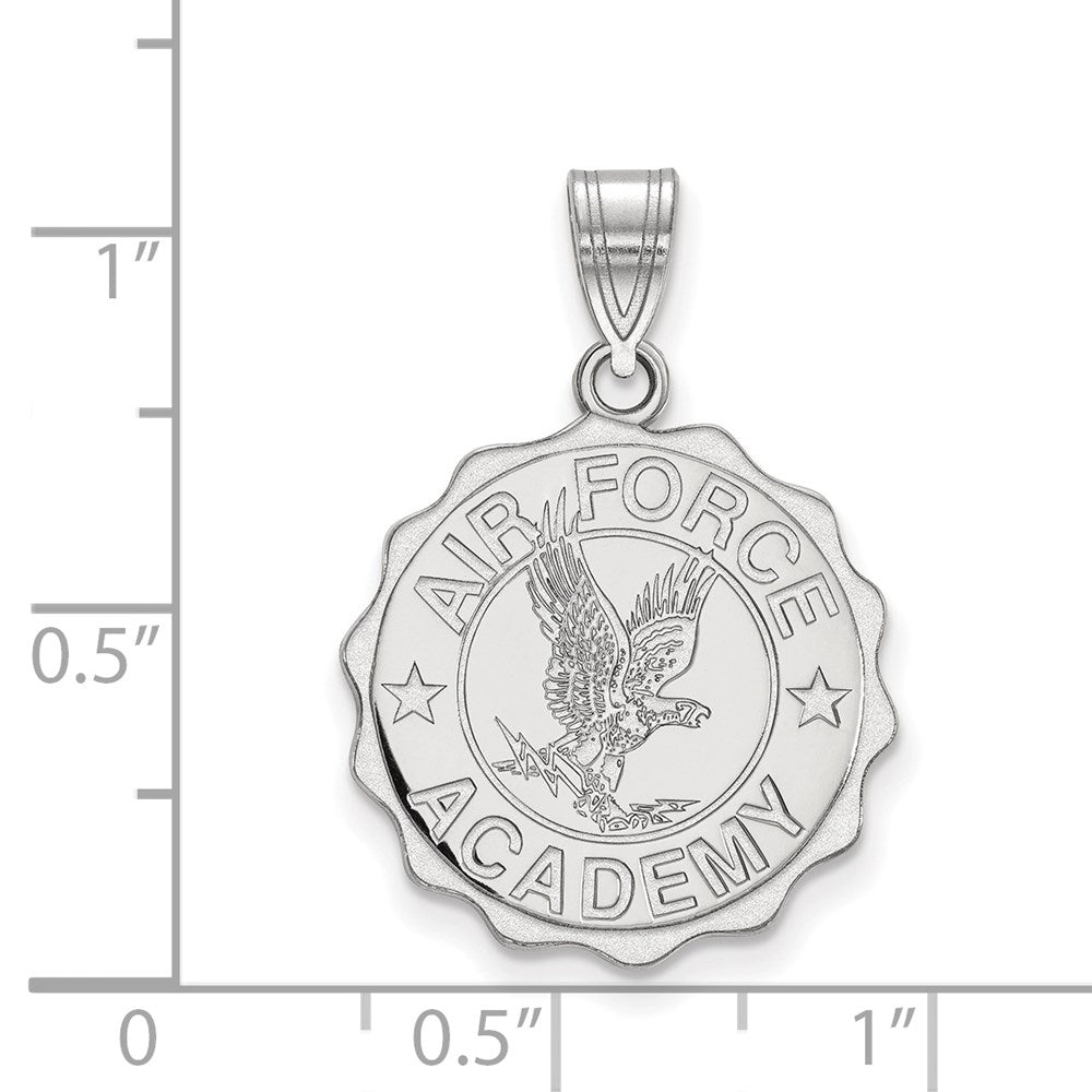 Sterling Silver Rhodium-plated U.S. Air Force Academy Crest Pendant